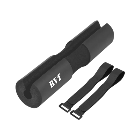 Protector acolchonado para barra olimpica de gimnasio con cintas de ajuste color negro