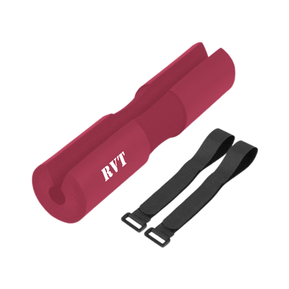 Protector acolchonado para barra olimpica de gimnasio con cintas de ajuste color rojo