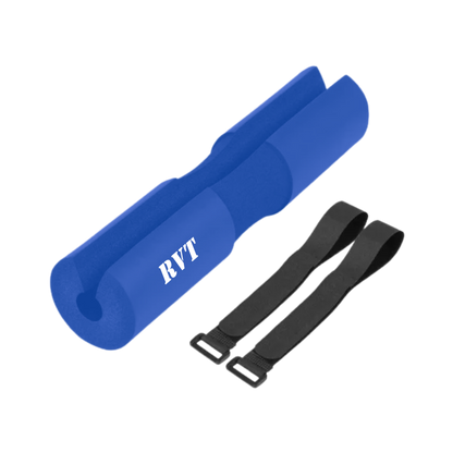 Protector acolchonado para barra olimpica de gimnasio con cintas de ajuste color azul