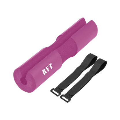 Protector acolchonado para barra olimpica de gimnasio con cintas de ajuste color rosa