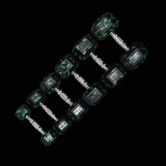 Set de Mancuernas Hexagonales Camuflaje - 5 a 30 Libras