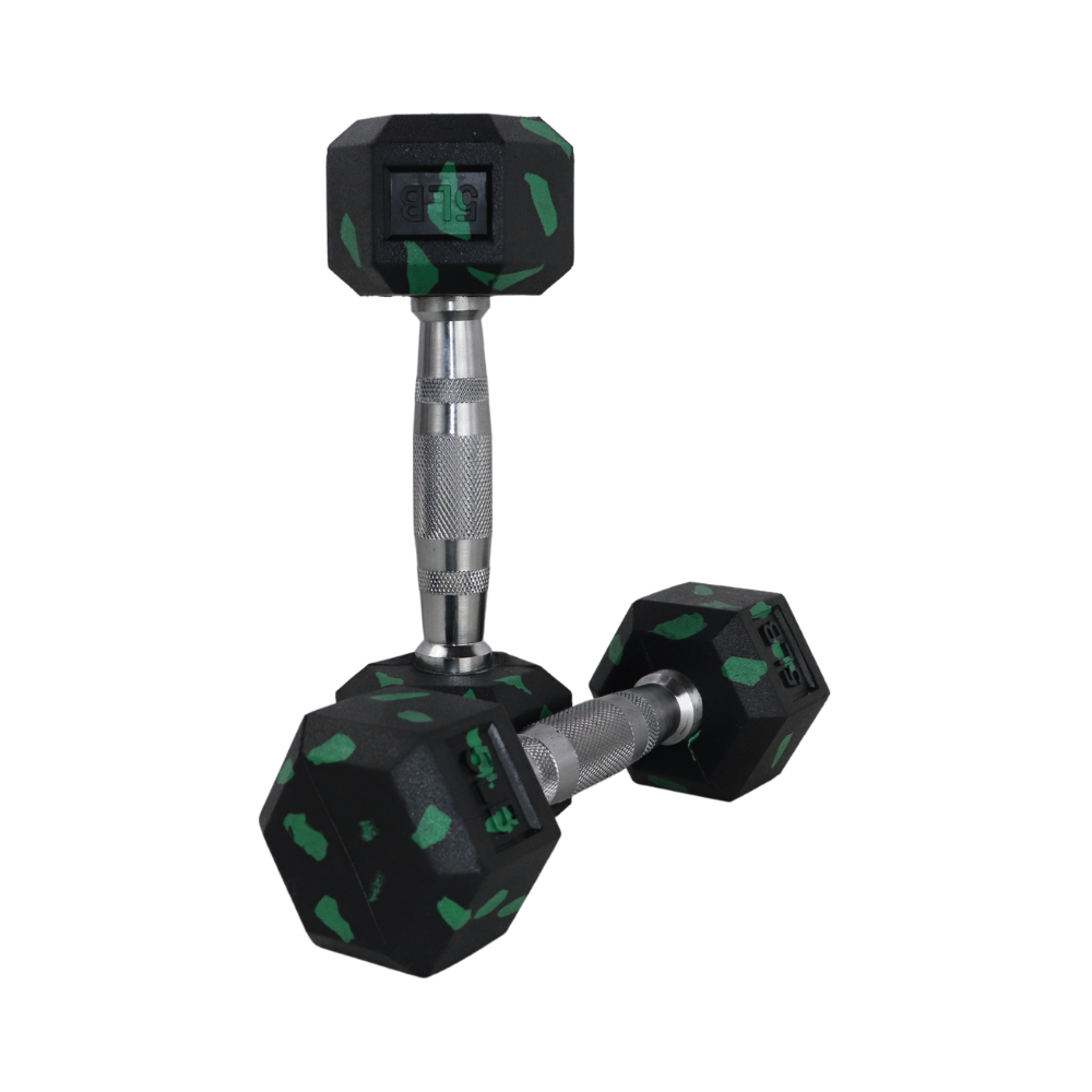 Set de Mancuernas Hexagonales Camuflaje - 5 a 30 Libras