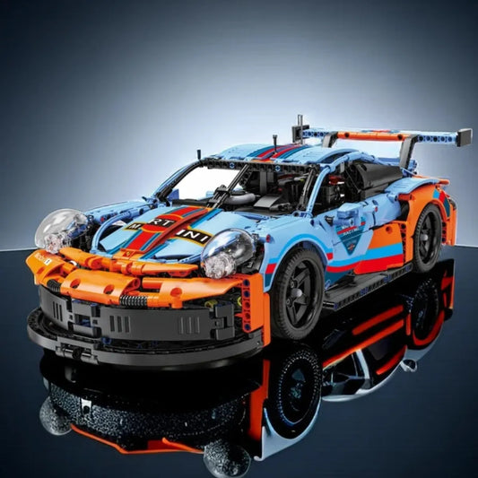 Porsche 911 Rsr Bloques Construccion Auto Deportivos Juego - Naranja Y Azul