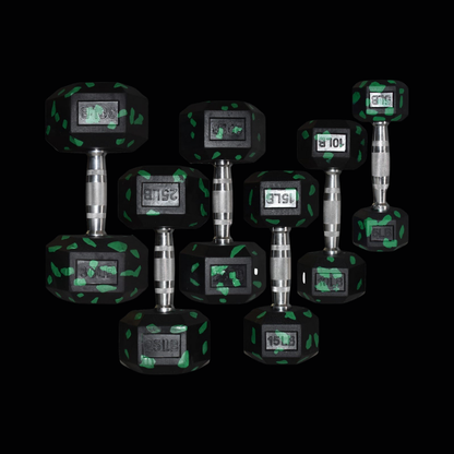 Set de Mancuernas Hexagonales Camuflaje - 5 a 30 Libras