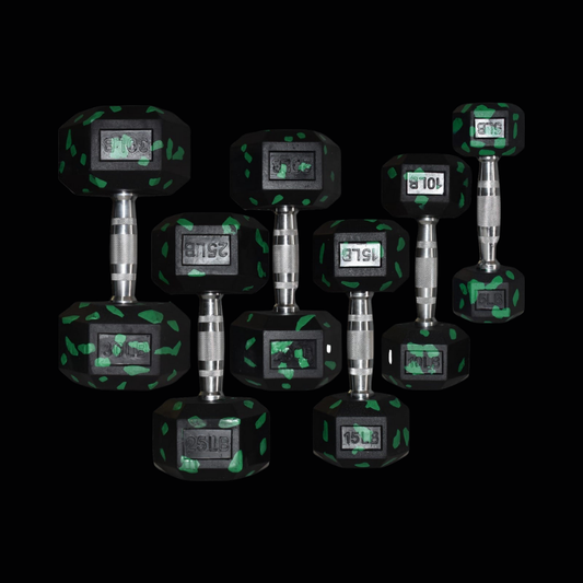 Set de Mancuernas Hexagonales Camuflaje - 5 a 30 Libras