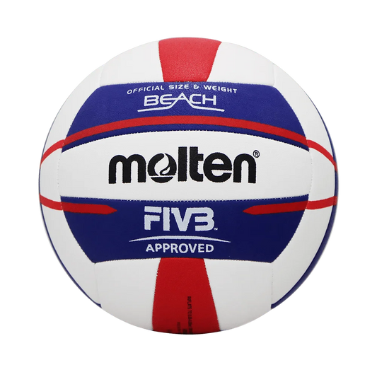 Balon De Voleibol Playa V5B5000 Norceca Piel Sintética Cosido A Mano Blanco Rojo Azul No.5 Molten