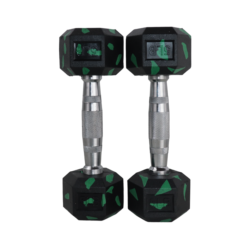 Set de Mancuernas Hexagonales Camuflaje - 5 a 30 Libras