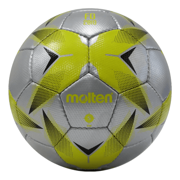 Balón De Futbol Soccer F5R2810-SY Piel Sintetica Cosido A Mano Plata Amarillo Dorado No.5 Molten