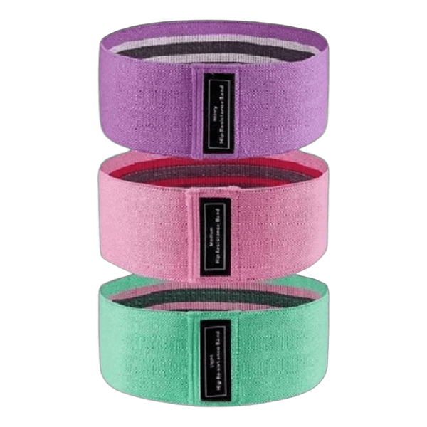 Set de 3 Bandas Elásticas de Tela RVT | Resistencia para Glúteos y Piernas