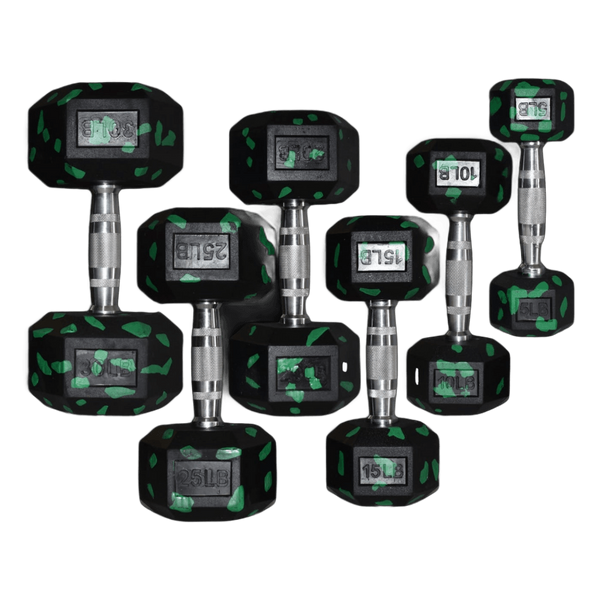 Set de Mancuernas Hexagonales Camuflaje - 5 a 30 Libras